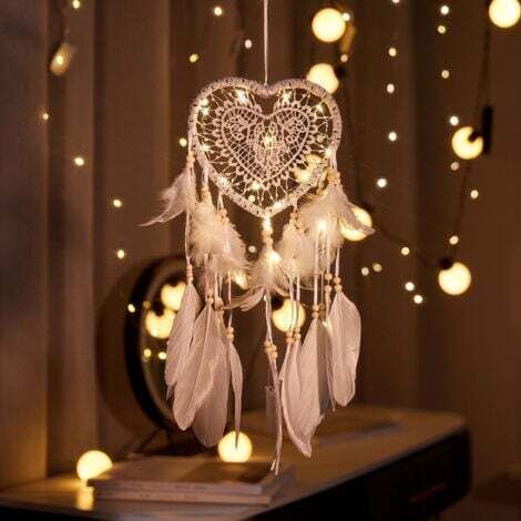 Attrape-rêves Blanc Avec Plumes – Dreamcatcher – Décoration Murale