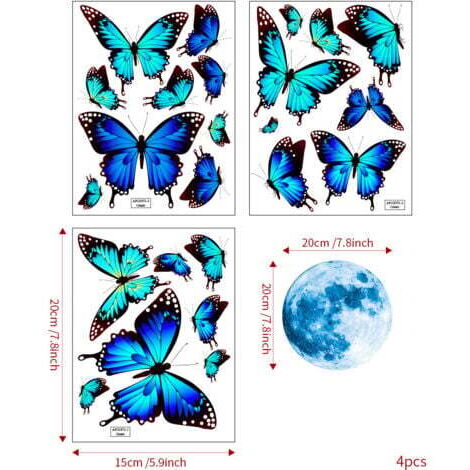 Sticker Personnalisé Prénom + Papillons Pour Porte Ou Mur - Décoration Chambre, Neuf