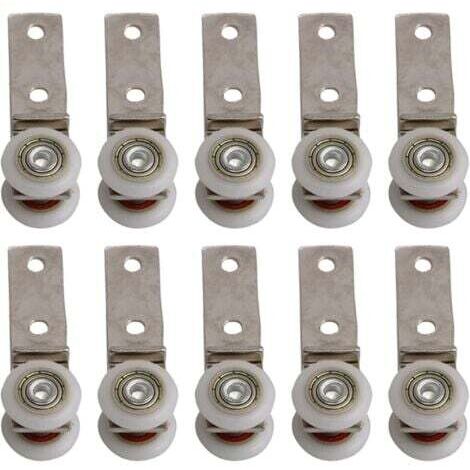 6,5 x 1,9 cm Coude de conduit en métal Roulement Bloc de poulie avec deux Plastique de roue pour porte coulissante fenêtre Cabinet (1/4)