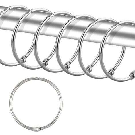 12 anneaux de rideau de douche - argent, crochets de rideau de douche résistants à la rouille, crochets ronds en métal pour la salle de bain, le vestiaire, la fenêtre, la décoration intérieure, facile (1/5)