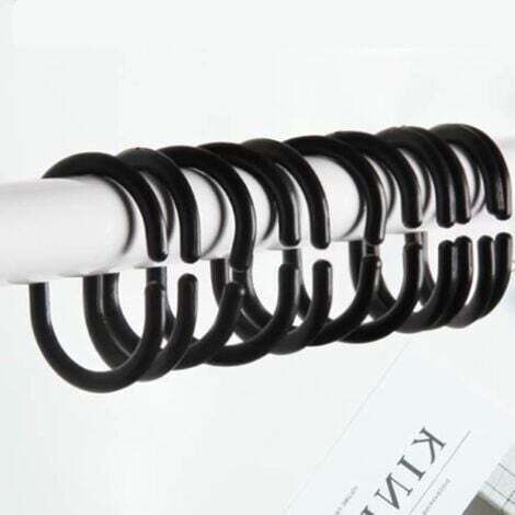 12PCS Noir anneaux coulissants en plastique pour rideau de douche (1/5)