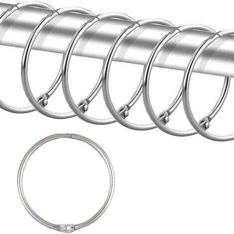 24 anneaux de rideau de douche, crochets de rideau de douche antirouille pour salle de bain, anneaux de rideau de douche ronds décoratifs et crochets de tringle de rideau de douche，argent