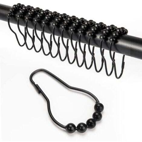 12 Pièces Crochet Rideau Douche, Anneau Rideau Douche avec Système Coulissant, Anneaux pour Tringle à Rideaux Antirouille, Anneaux Rideaux Douche pour Rideau de Porte, Rideau de fenêtre