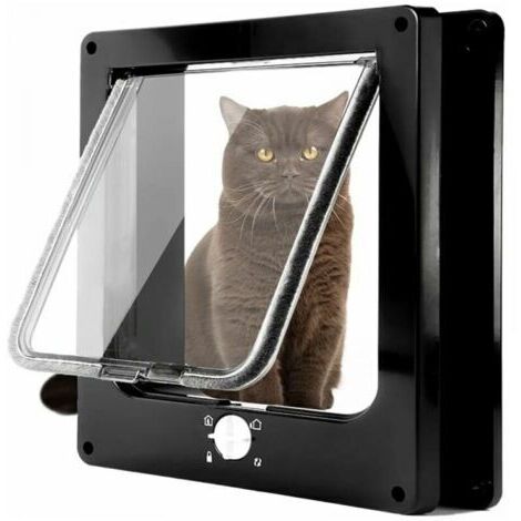 (M noir) Porte magnétique pour chat avec serrure pivotante à 4 voies pour chats, chatons et chatons (1/5)