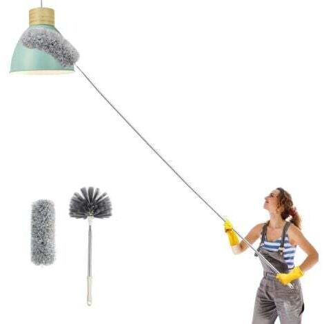 Plumeau Toile d'Araignée Rétractable en Microfibre - Brosse Haut Plafond - Anti-rayures - Lavable, Pliable - 250 cm Gris Foncé (1/5)