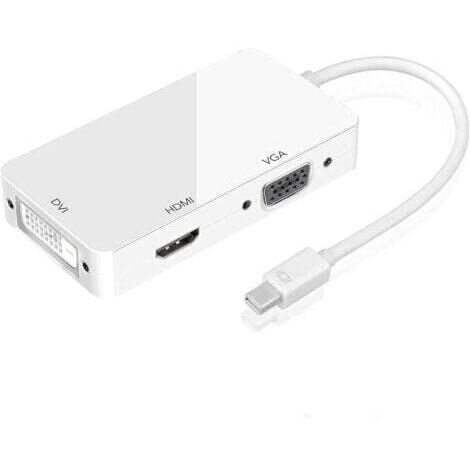 Ozvavzk Mini Displayport vers HDMI Vga Dvi câble adaptateur 1080P 3-en-1 Thunderbolt Mini DP vers HDMI Vga convertisseur, pour Macbook Microsoft Lenovo Thinkpad Carbon Touch Helix (blanc) (1/5)