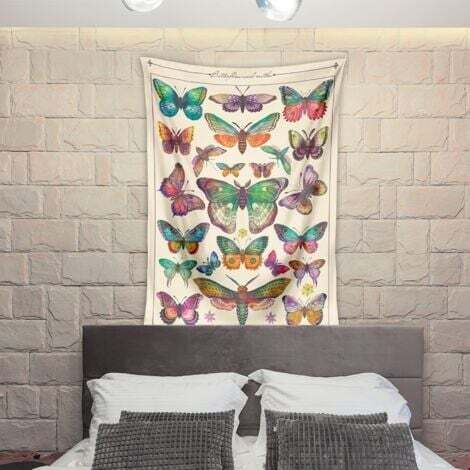 130x150cm Papillons Bohème Mandala Tenture Murale Tapisserie pour la Nature Décorations Couvre-lit Courverture pour la Maison Salon Chambre Dortoir Décor (A) (1/4)