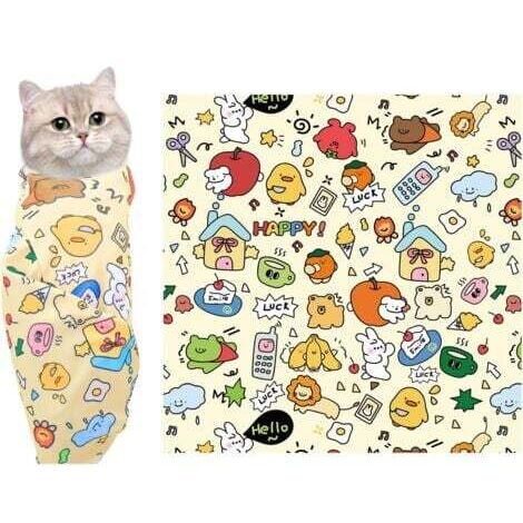 Enveloppement De Soin pour Chats pour Toilettage Et Coupe des Griffes, Enveloppement Facile Et Sûr avec Système De Maintien, Idéal pour La Maison Ou en Déplacement (55x55cm) (1/5)