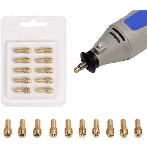 Lot de 10 mandrins en laiton de précision 0,5-3,2 mm pour perceuse Dremel - Outils rotatifs de mandrin électrique (1/5)