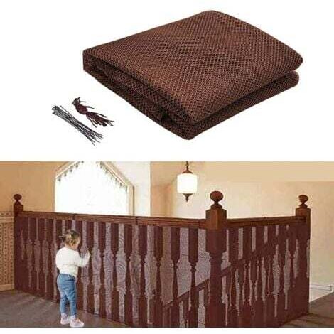 300x79cm Filet de sécurité enfant pour escaliers - Café,Filet de protection de balcon,Filet anti-chute de chat (1/4)