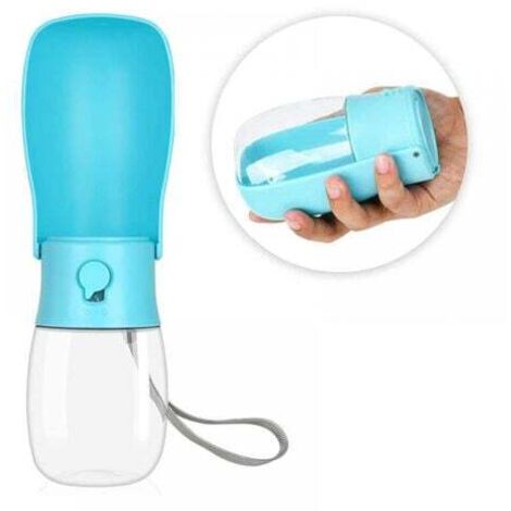 Bouteille d'eau pliable pour chien de 300 ml, bouteille d'eau portable pour chien, adaptée aux chiens et chats, aux promenades en plein air, aux voyages et à la boisson, bleue (1/5)