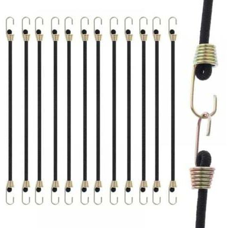 Tendeurs Elastique avec Crochets, Lot de 15 Cordon Élastique , 25cm Sandow Elastique, Sangles Élastiques Robuste en Caoutchouc pour Sécuriser Les Bagages, Tente, Bâches, Voitur (1/5)