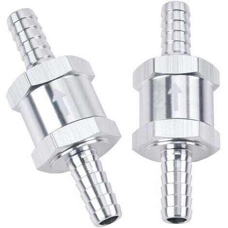 Lot de 2 clapets anti-retour unidirectionnels pour conduite de carburant, 3/8 ", 10mm, anti-retour, Diesel, aluminium, argent (1/5)