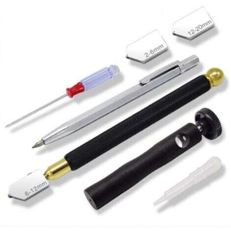 Coupe Verre Professionnel Coupe-verre Métal Stylo de Coupe Ensemble D'outils Coupe-Verre ManuelsTête Remplaçable 2 mm-20 mm pour Carreaux de Verre, Miroir et Céramique (1/5)
