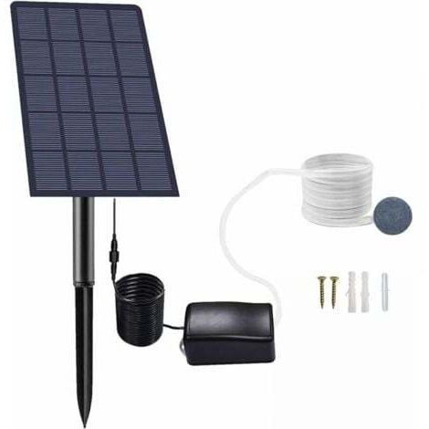 Pompe à oxygène solaire enfichable 2,5 W, pompe solaire pour bassin, aérateur d'aquarium, pompe à air, aérateur de pêche avec tuyau en pierre à air pour jardin, aquarium, piscine extérieure, étang (1/4)