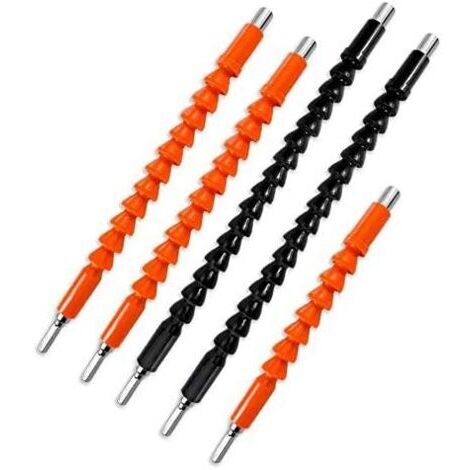 5 pcs Extensions de Foret Perceuse Flexible, 300 250 200 mm 1/4'' Tige Hexagonale Connexion Tournevis Pointe d'arbre Connexion Rapide Flex Drive Adaptateur Kit d'outils Electriques (1/5)