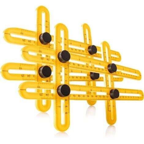 (2 pièces - Jaune) Gabarit d'angle 2X - Multi-Angle - règle multifonctionnelle à 8 côtés - Outil de Mesure d'angle - Plage de Mesure