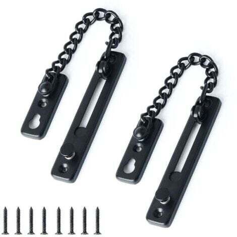 (2pcs) Chaîne de Porte de Sécurité Limiteur de Porte Étroit Verrou de Porte Anti-Vol à Ressort avec Vis pour Porte Interne à Domicile, Finition Noire Matte en Acier Inoxydable (1/5)