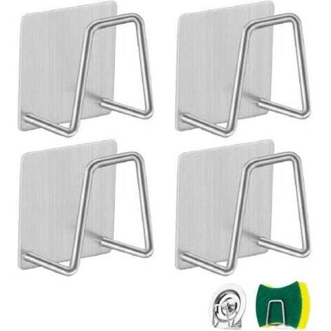 LPAMABA 4 Pièces Porte Eponge Evier Cuisine Porte Éponge Inox Porte-éponges Auto-Adhésifs Porte-éponges Rangement éponge Cuisine Support pour Éponge pour Éponges, Brosser, Torchon, Noir