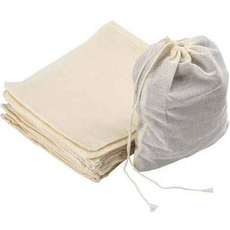 Sachet Tissu 100% Coton 30 Pack 18x20cm, Reutilisable Sachet Dragees Bapteme Avec Cordon De Serrage Pour Fête Mariage Anniversaire, Blanc Sac Filtres Pour La Cuisine, La Fabrication De Confiture (1/5)