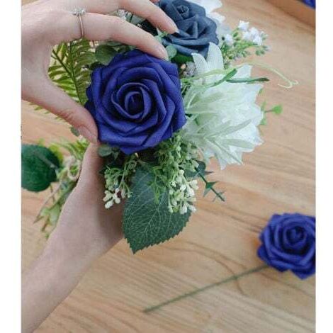 Amajoy Lot 50 Roses Artificielles Ivoire Toucher Réaliste – Tiges Réglables, Idéal Mariage, Déco Maison, Bouquets DIY