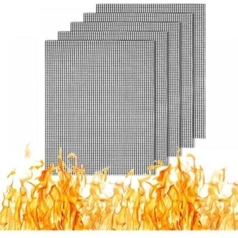 Lot de 5 tapis de cuisson en maille, antiadhésifs, réutilisables, durables, pour charbon de bois et gaz, noirs