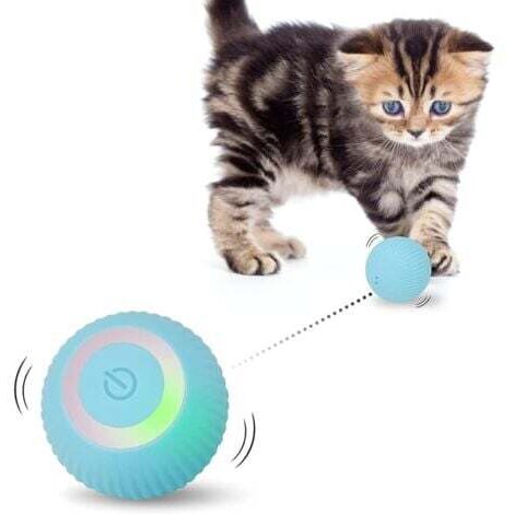 Jouet interactif bleu intelligent pour chat, balle pour chat avec lumières LED, balle rotative automatique à 360°, cadeau amusant pour les chatons