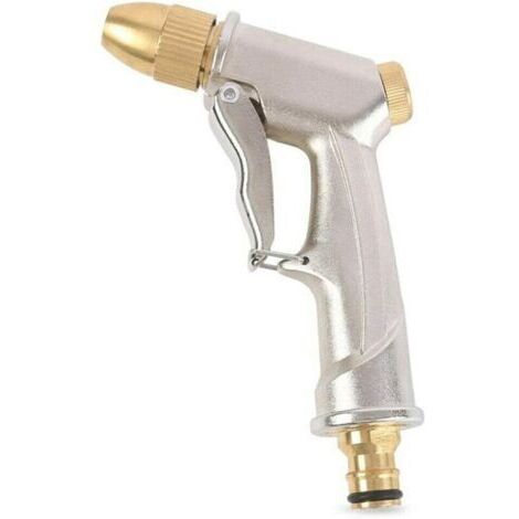 Pistolet d'arrosage à Haute Pression pour Eau de Jardin avec buse en Laiton, Parfait pour Laver/arroser Les pelouses et Les Jardins/trottoirs - Pistolet pulvérisateur de Jardin Court (1/5)