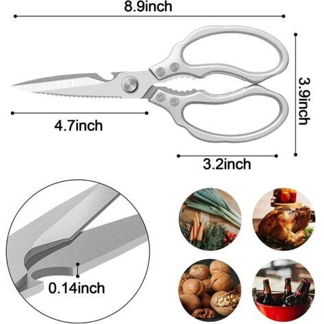 Ciseaux De Cuisine Robustes En Acier Carbone Pour Découper Os, Poulet, Légumes - Poignée Antidérapante