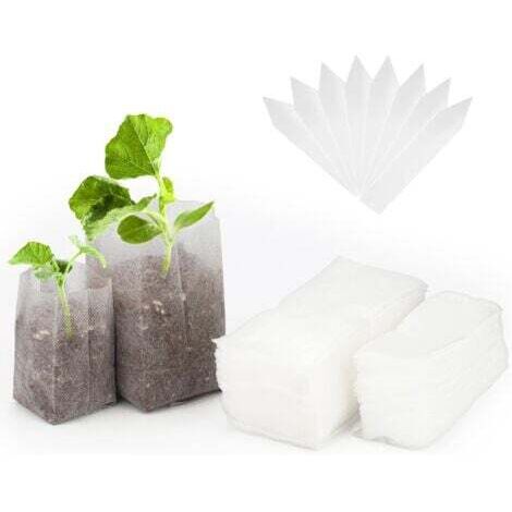 200 sacs non tissés biodégradables pour semis de plantes (10 x 12 cm + 14 x 16 cm) (1/5)