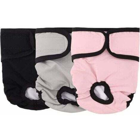 Lot de 3 Couche pour Chien,(L)Couches Chien Lavable Couches réutilisables pour Chien Lavables Culotte pour Chien Femelle Serviettes Hygiéniques de Chien pour Différents Types de Chiens