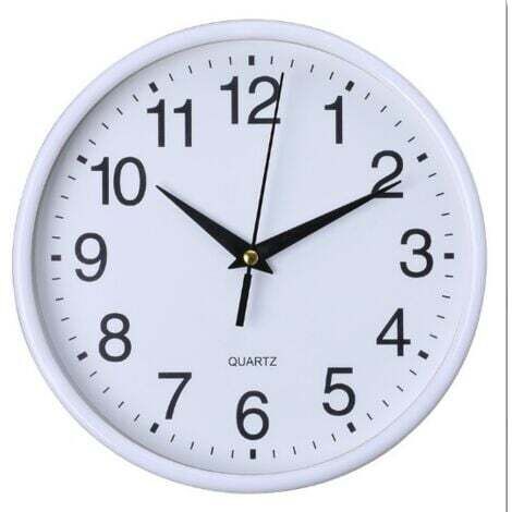 Horloge murale en plastique - 20 cm - Chiffres arabes - Horloge murale silencieuse - À quartz - Pour l'école, le bureau, le salon (1/4)
