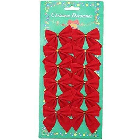 12 noeuds rouges de décoration pour couronnes de Noël, arbres de Noël et Nouvel An (50 mm)