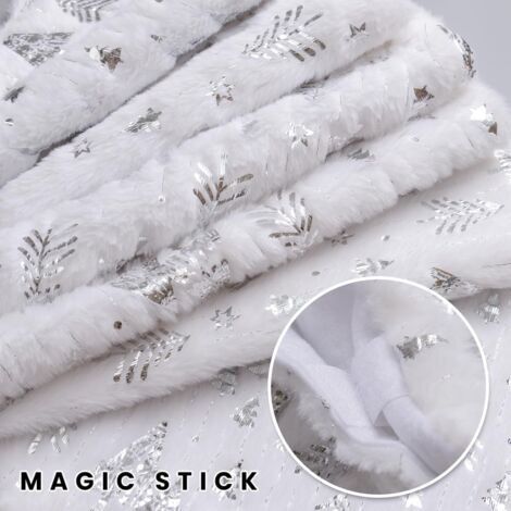 Jupe D'Arbre De Noël Blanche – 38 Cm De Diamètre, En Fausse Fourrure Polyester, Lavable, Fermeture Pratique - 7