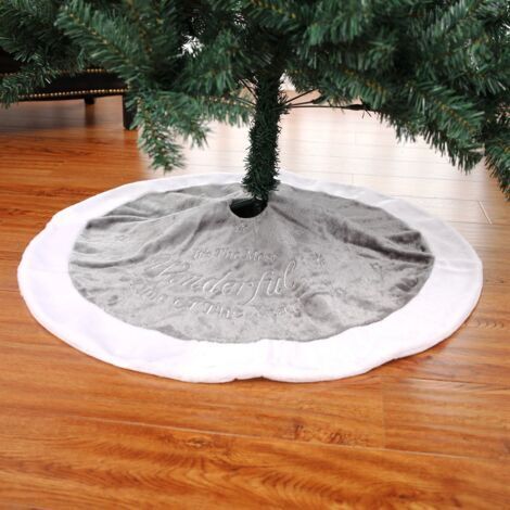 Jupe D'Arbre De Noël Blanche – 38 Cm De Diamètre, En Fausse Fourrure Polyester, Lavable, Fermeture Pratique - 10