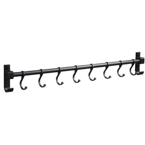 Barre de Cuisine Aluminium Barre Murale 50CM Porte Ustensiles de Cuisine avec 8 Crochets