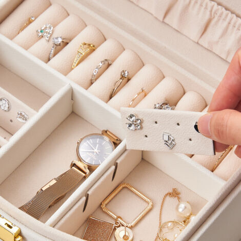 Boîte à Bijoux Voyage Rose - Organisateur 4 Compartiments Imperméable - Coffret Cadeau élégant
