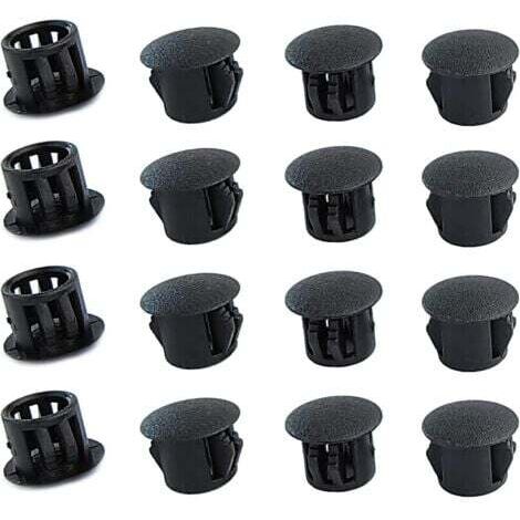 Bouchons ronds en plastique (noirs, 8mm), 20 pièces, couvercles de trous de meubles, couvercles de trous en plastique, bouchons de perçage pour serrures de trous de meubles (1/5)