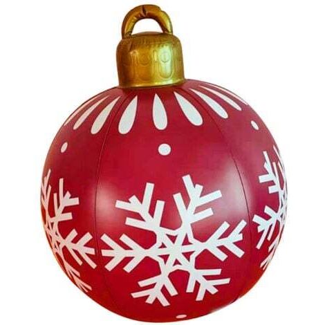 2 Boules De Noël Gonflables 60 Cm - Décoration Extérieure Géante (Père Noël, Traîneau)