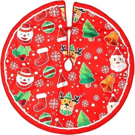 Jupe de Sapin de Noël Rouge, 90 cm Noël Couverture Décorative d'arbre de Noël, Décorations d'arbre de Noël Tapis Couvre für Noël Partydekorationen (1/5)
