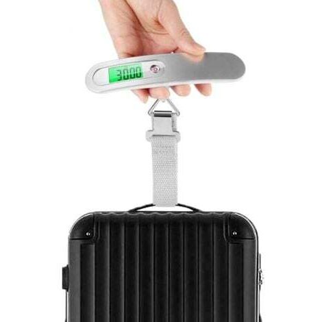 Balance à bagages électronique Mini balance numérique portable très précise: poids de voyage, colis, achat, argent, jusqu'à 50 kg (LB, G, OZ, kg), la batterie comprend une sangle en nylon très durable