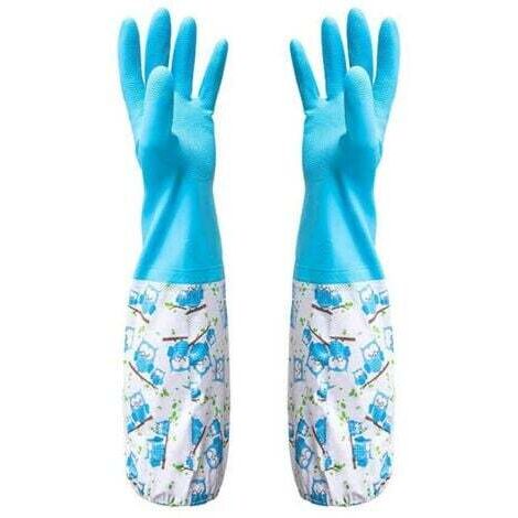 (bleu) Gants en caoutchouc pour bassin et drainage – Travaux ménagers et jardinage, entretien du jardin, désherbage, lavage, nettoyage, vaisselle – Pour protéger vos manches