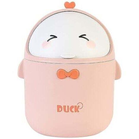 (Rose)Mini Poubelle De Bureau Avec Couvercle, Poubelle de Style Dessin Animé Mignon Portable, Poubelle Bureau, Petite Poubelle de Salle De Bain, pour Chambre à Coucher, Bureau, Salon (1/5)