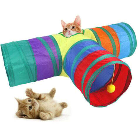 Tunnel pour Chat 3 Voies Pliable - Jouet interactif Pop-up Labyrinthe Maison - Tunnel de Jeu pour Chat Chiot Lapin Petit Animal (1/5)