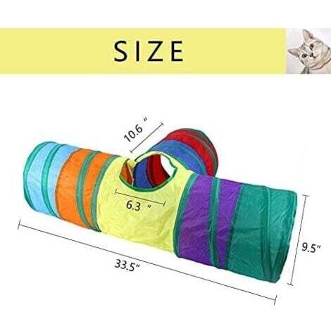 Tunnel à Chat 3 Entrées Avec Matelas - Jouet Interactif Et Nid Douillet Pour Chaton - Taille S Ou M - Enrichissement Intérieur