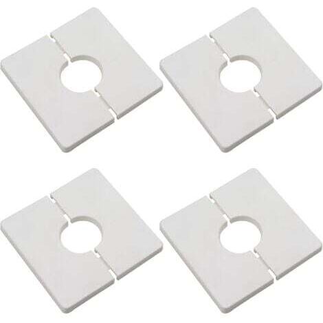 Bride divisée murale de 4pcs, couvercle carré en plastique ABS avec un diamètre de 33 mm, couvercle de tuyau à eau mural, blanc, blanc