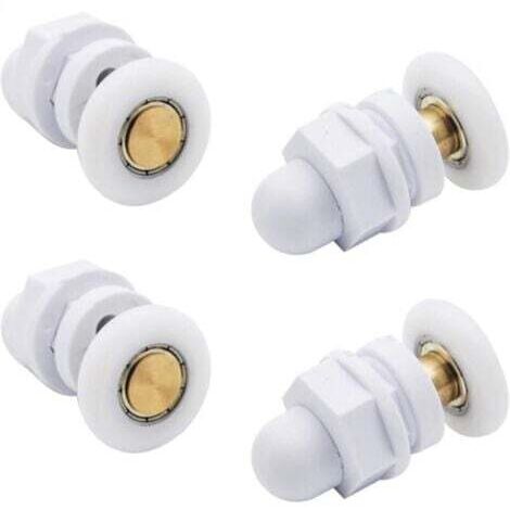 4PCS Roulettes de Douche Roue pour Porte de Douche Roulettes Coulissantes Rouleaux De Porte De Douche Laiton Cabine de Douche Porte a Roulette Roue de Porte Poulies Accessoire Matériel Outil