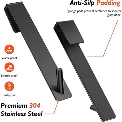 2 Pièces Crochet Douche, Crochet Porte Serviette Sans Perçage, Crochets De Porte Pour Portes De Douche En Verre Sans Cadre Or 92227172