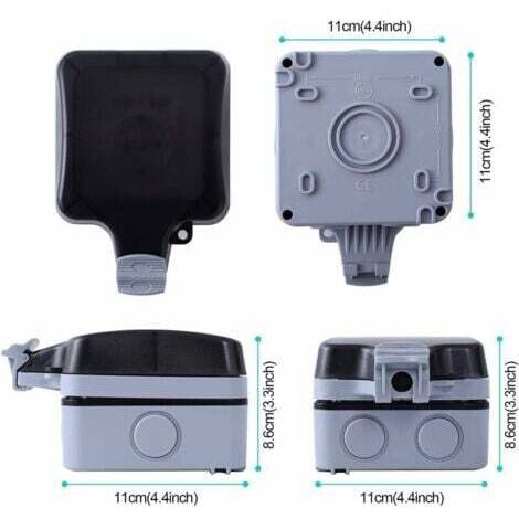 Prise Extérieure étanche IP66 - Prise Murale Avec Couvercle Verrouillable Pour Jardin, Piscine, Garage - Noir