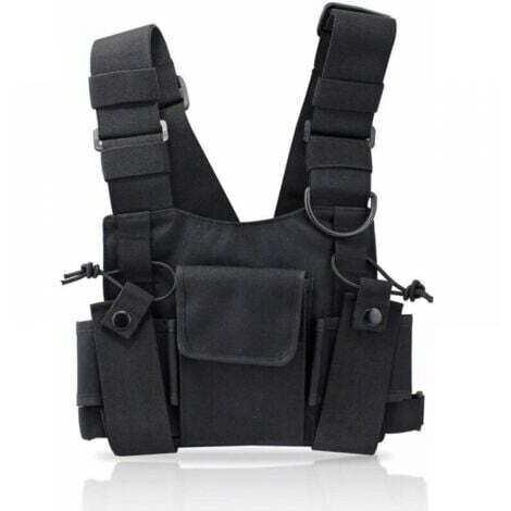 Radio Talkie walkie Poche de Poitrine, Sacs Harnais Sacs à Dos en Nylon Pack Holster Radios bidirectionnelles Carry Case Holder Bandoulière Réglable pour Police, Atelier de Production (1/5)